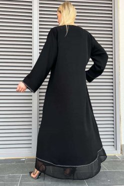 MOI092226 2 Black Nida and Chiffon Abaya
