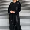 Black Nida and Chiffon Abaya