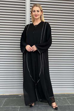 Black Nida and Chiffon Abaya