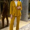 MOI092228 Bright Gold Blazer And Pants Set
