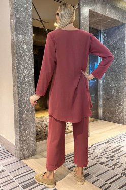 MOITW092229 3 Light Maroon Top And Pants Set