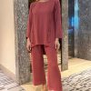 MOITW092229 Light Maroon Top And Pants Set