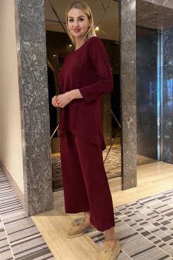MOITW092230 2 Maroon Top And Pants Set