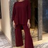 Maroon Top And Pants Set