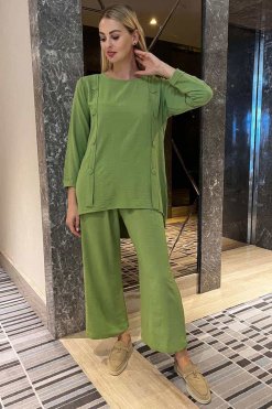 MOITW092231 2 Green Top And Pants Set