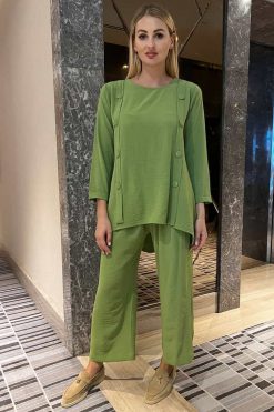 Green Top And Pants Set