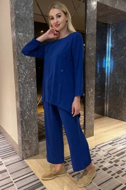 MOITW092234 2 Blue Top And Pants Set