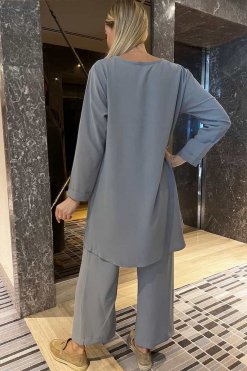 MOITW092235 3 Grey Top And Pants Set