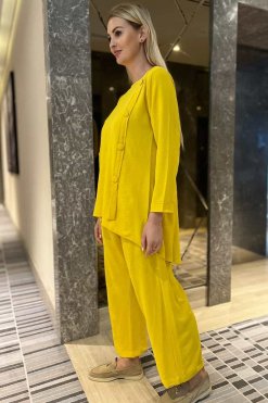 MOITW092237 2 Yellow Top And Pants Set