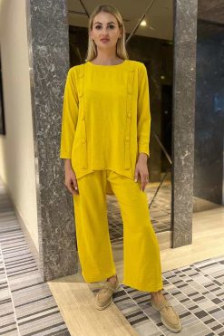 Yellow Top And Pants Set