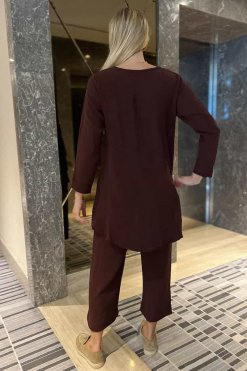 MOITW092238 3 Brown Top And Pants Set