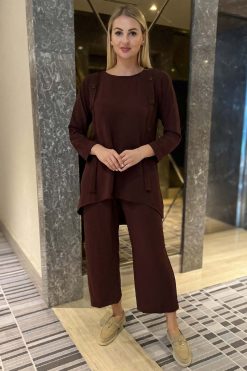 Brown Top And Pants Set