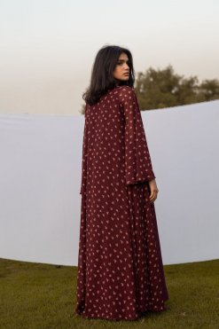 CU22118 5 Maroon Floral Abaya Set