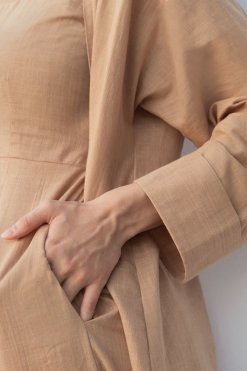 CU22116 3 Linen Jumpsuit With Coat