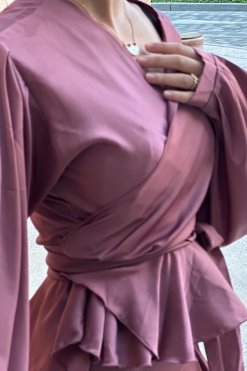 MIR22 103 5 Silk Wrap Top And Palazzo Pants