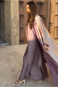 MIR22 107 4 Silk Abaya -Double Shaded Abaya Set