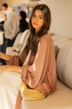 MIR22 109 3 Silk Abaya -Flared Abaya Set