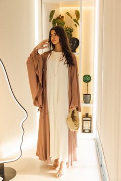 MIR22 109 4 Silk Abaya -Flared Abaya Set