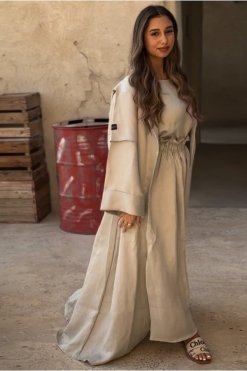 MIR22 110 3 Linen Abaya Set
