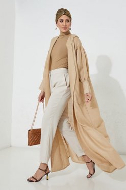 moi072204 4 Beige Color Pocket Abaya