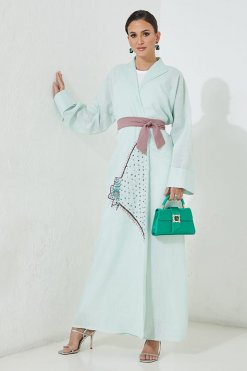 moi072206 4 Sea Green Cotton Abaya