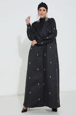 Black Victoria Satin Abaya