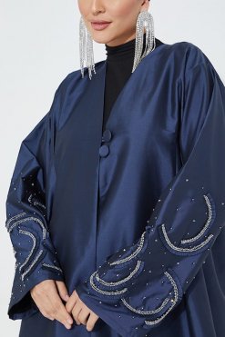 moi072211 3 Navy Victoria Satin Abaya