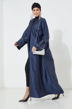 moi072211 4 Navy Victoria Satin Abaya