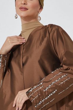 moi072212 3 Brown Brown Victoria Satin Abaya