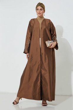 moi072212 4 Brown Brown Victoria Satin Abaya