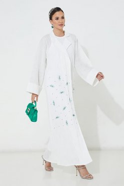 moi072216 4 White Cotton Abaya