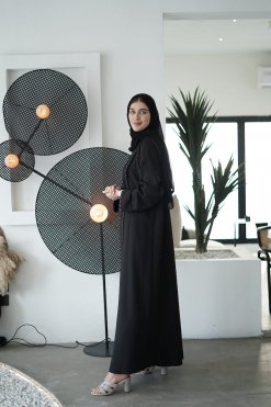 HAZ220005 6 FUADA Black Abaya