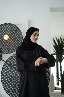 HAZ220005 5 FUADA Black Abaya