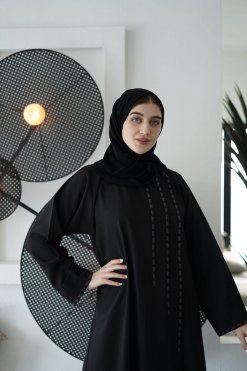 HAZ220005 4 FUADA Black Abaya