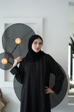 HAZ220005 3 FUADA Black Abaya