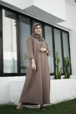 HAZ230009 3 BAREEZE Barbie Crepe Abaya