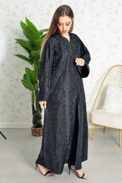 3811 4 Embroidered abaya with sequin embellishments