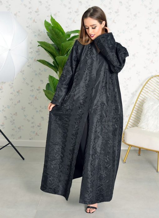 Embroidered abaya with sequin embellishments