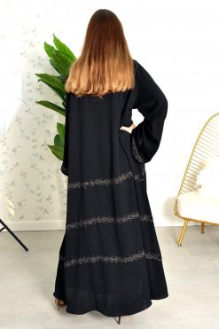 3801 6 Embroidered abaya with sequin embellishments