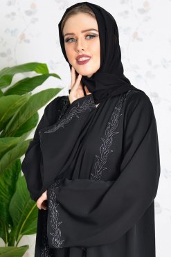 3801 5 Embroidered abaya with sequin embellishments