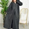 Embroidered abaya with beads embellishements