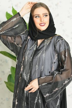 3792 5 Sheer embroidered abaya