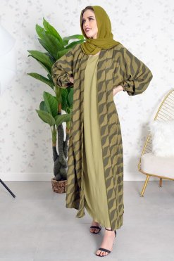 3752 4 Layered Organza abaya with inner