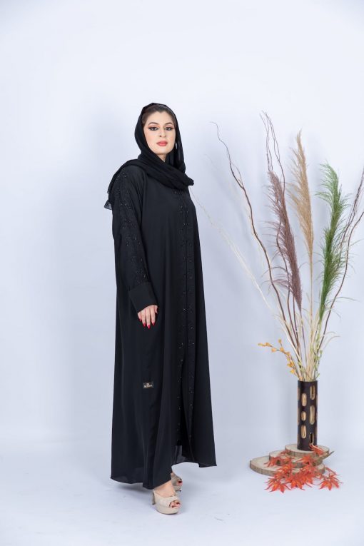 Beaded Closed Abaya with Nada Fabric