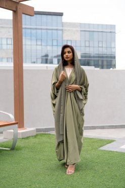 عباية حرير خضراء 6 CUC 0323006 3 Green Silk Abaya