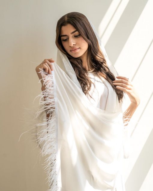 White feather abaya