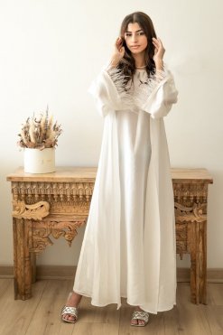 CUC 0523008 4 White feather abaya