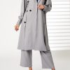 Grey Mid Length Barbie Crepe Trench Coat Set