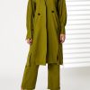 MOIRRTW2324 Green Mid Length Barbie Crepe Trench Coat Set