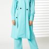MOIRRTW2323 Blue Mid Length Barbie Crepe Trench Coat Set